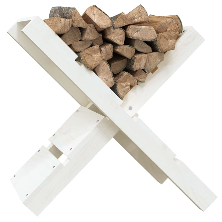 Houtblokhouder 47X39,5X48 Cm Massief Grenenhout Wit
