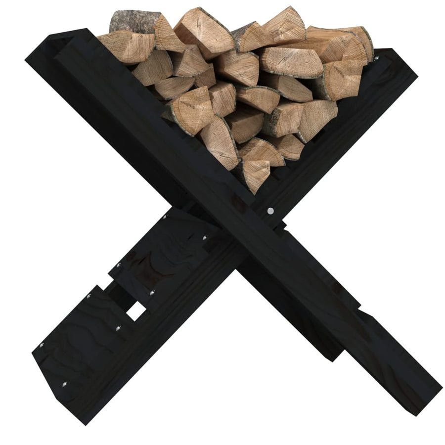 Houtblokhouder 47X39,5X48 Cm Massief Grenenhout Zwart