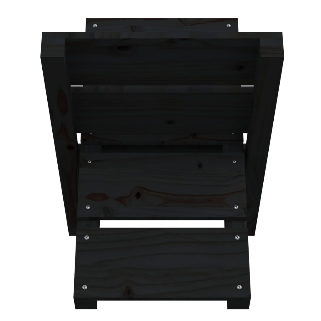 Houtblokhouder 47X39,5X48 Cm Massief Grenenhout Zwart