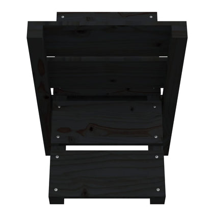 Houtblokhouder 47X39,5X48 Cm Massief Grenenhout Zwart