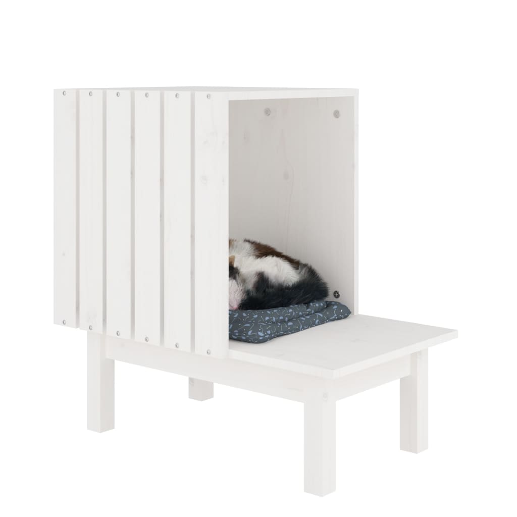 Kattenhuis 60x36x60 cm massief grenenhout wit Wit