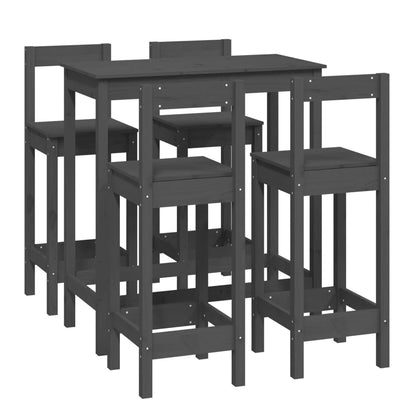 -Delige Barset Massief Grenenhout 5 Grijs