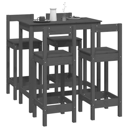 -Delige Barset Massief Grenenhout 5 Grijs