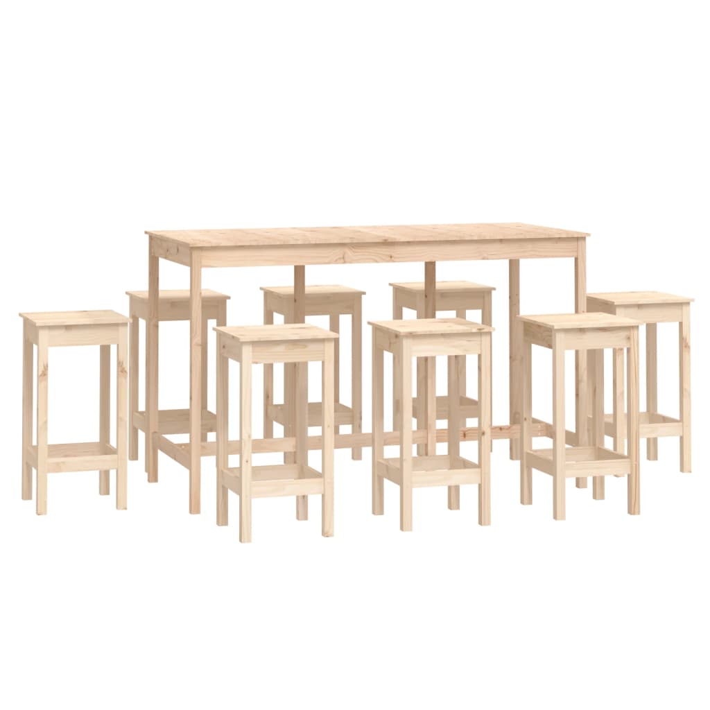 9-Delige Barset Massief Grenenhout