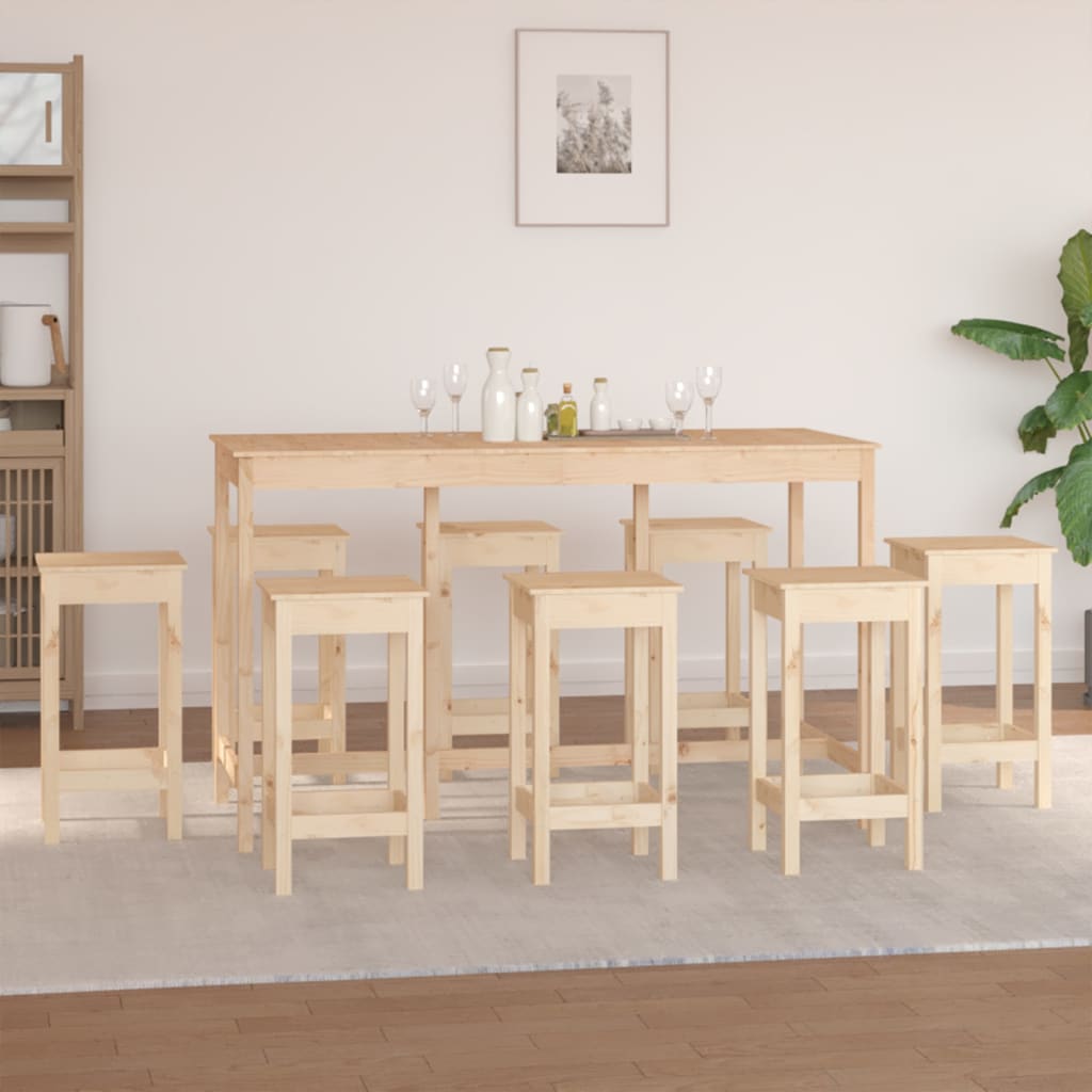9-Delige Barset Massief Grenenhout