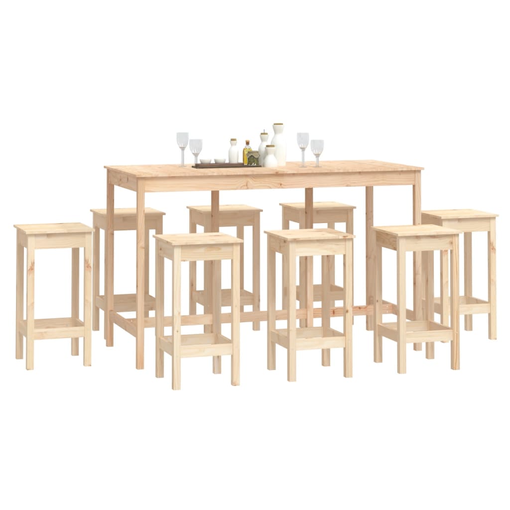 9-Delige Barset Massief Grenenhout