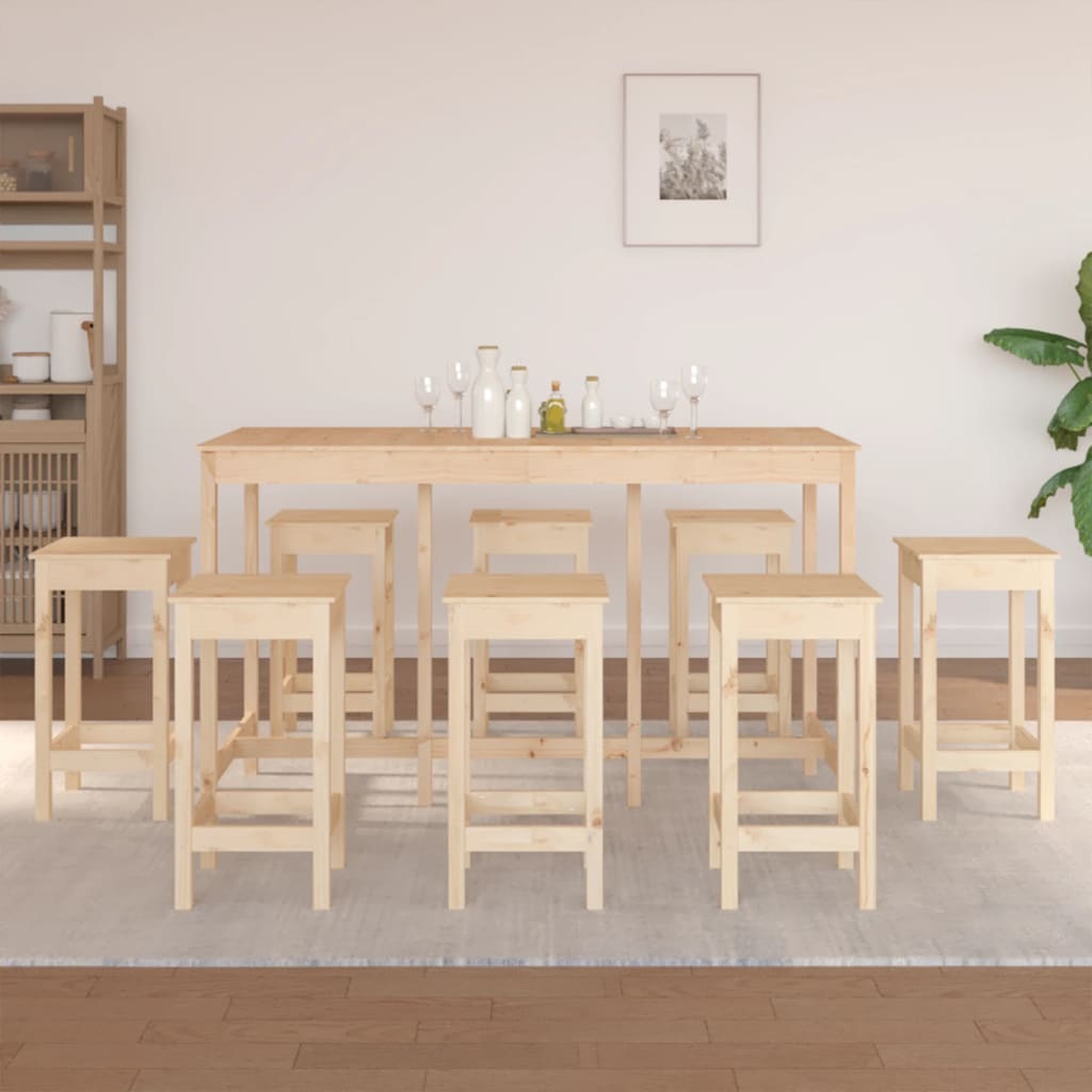 9-Delige Barset Massief Grenenhout