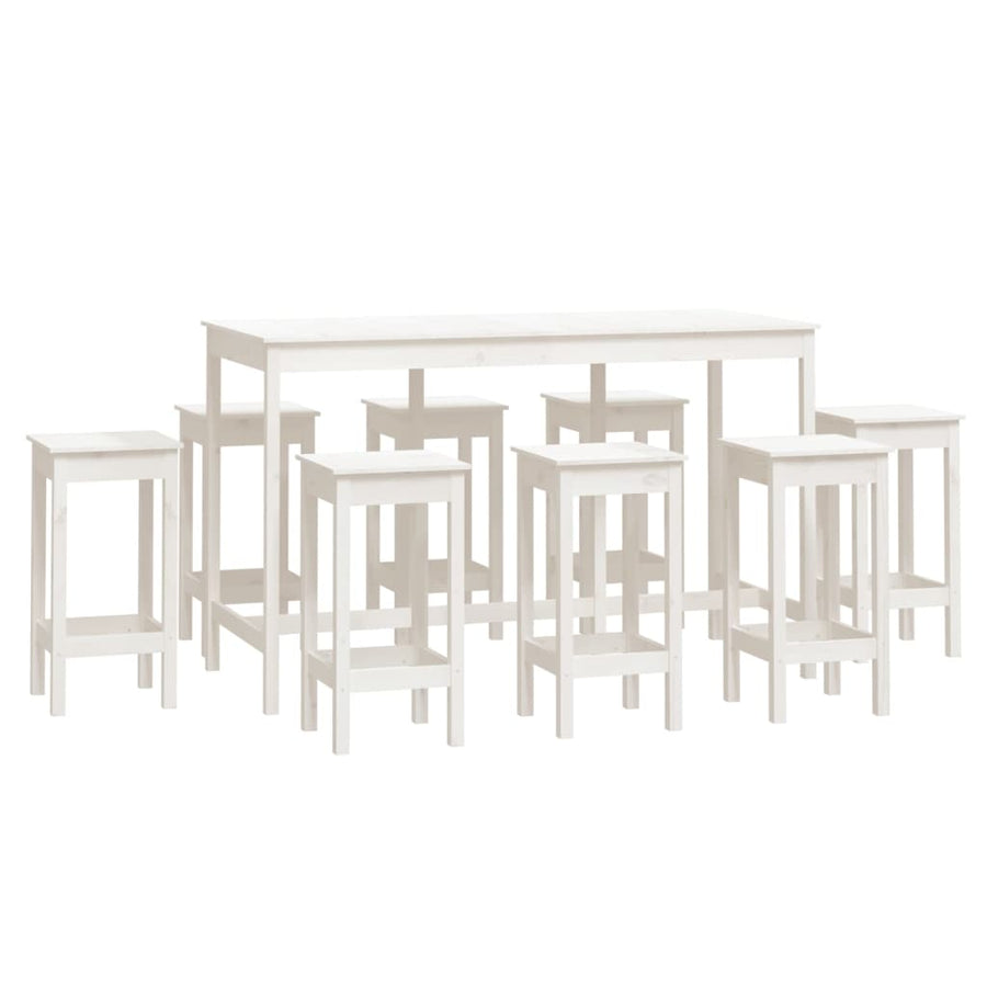 9-Delige Barset Massief Grenenhout Wit