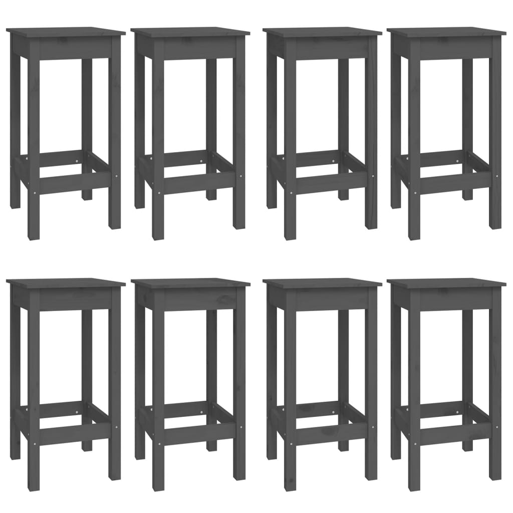 -Delige Barset Massief Grenenhout Grijs