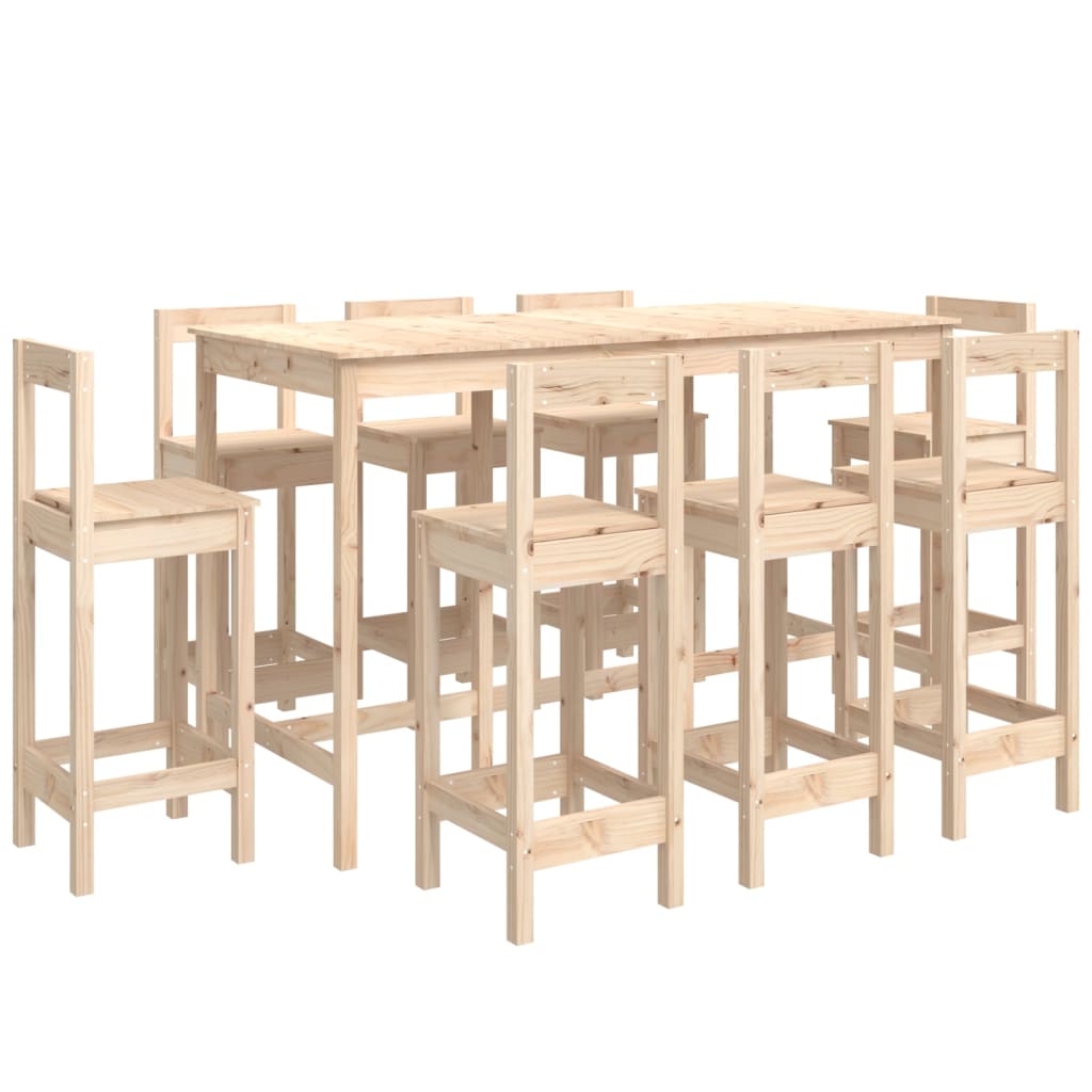 9-Delige Barset Massief Grenenhout