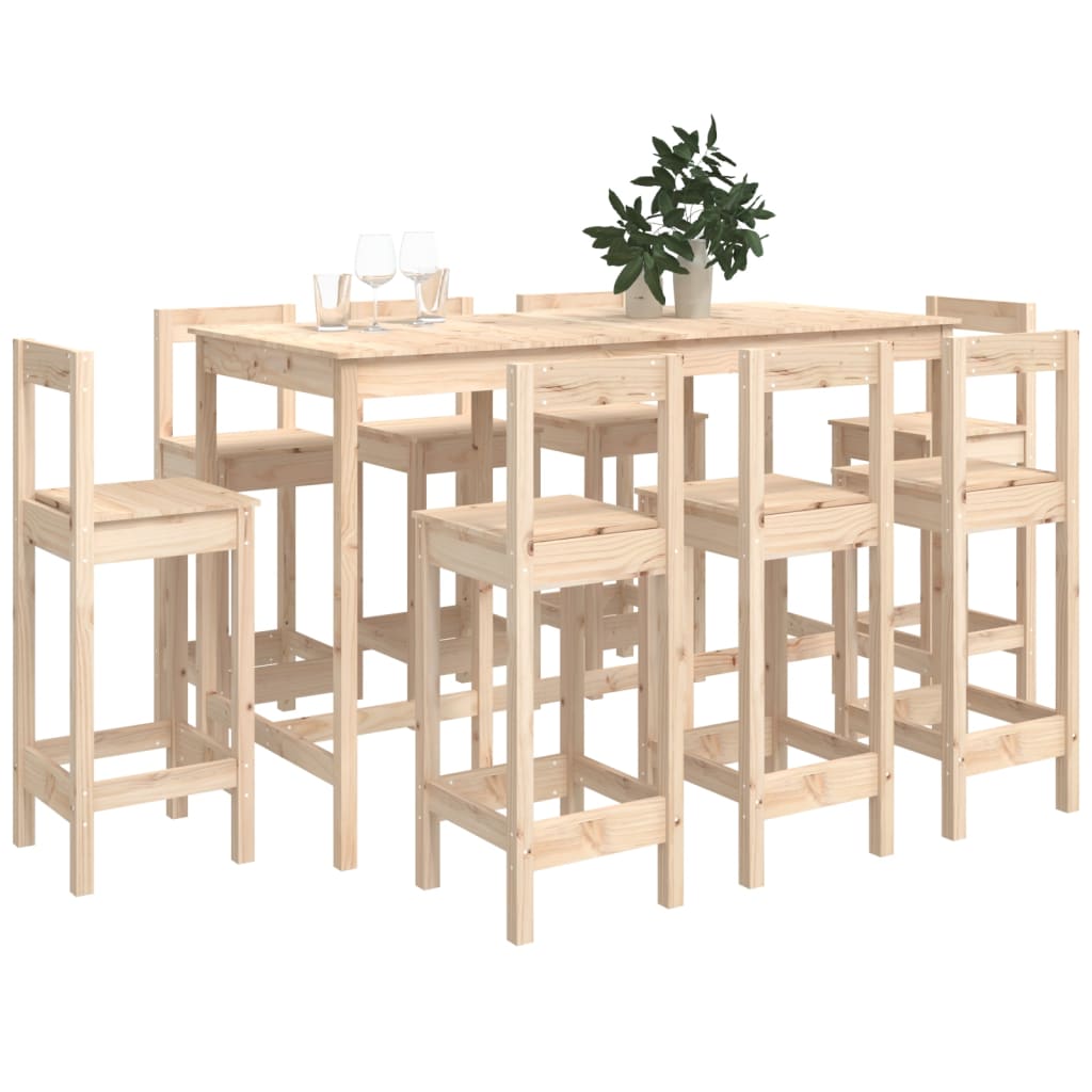 9-Delige Barset Massief Grenenhout