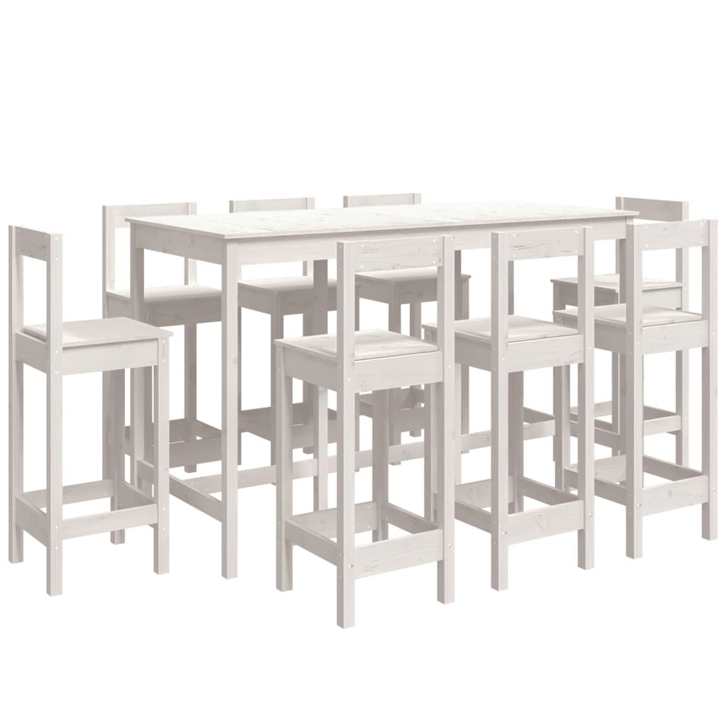 9-Delige Barset Massief Grenenhout Wit
