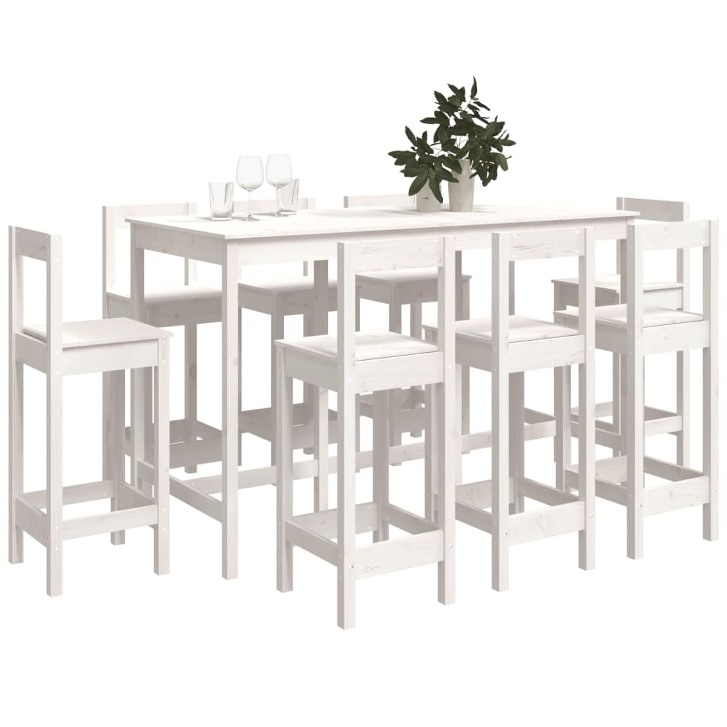 9-Delige Barset Massief Grenenhout Wit