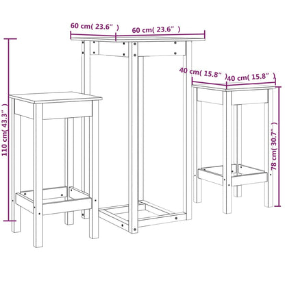 3-Delige Barset Massief Grenenhout