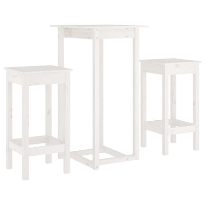 3-Delige Barset Massief Grenenhout Wit