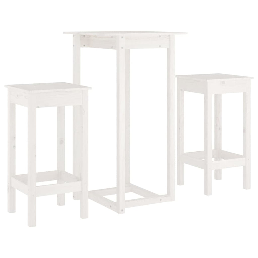 3-Delige Barset Massief Grenenhout Wit