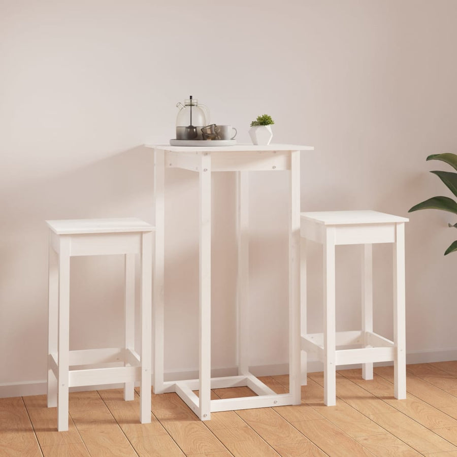 3-Delige Barset Massief Grenenhout Wit