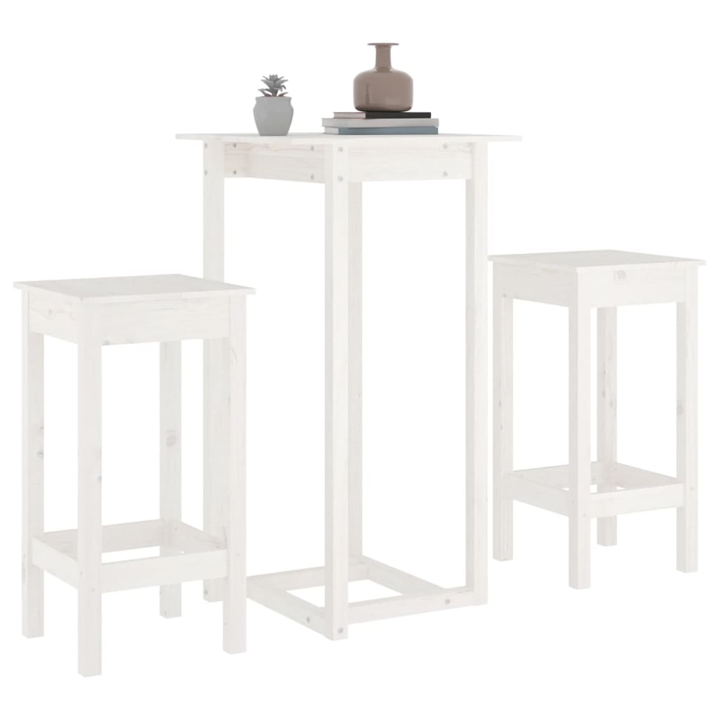 3-Delige Barset Massief Grenenhout Wit