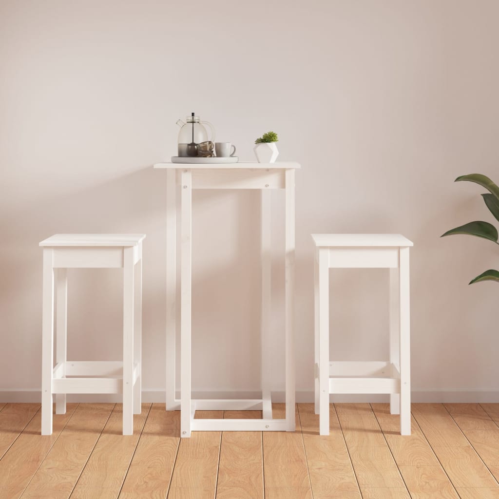 3-Delige Barset Massief Grenenhout Wit