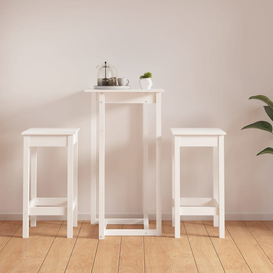 3-Delige Barset Massief Grenenhout Wit
