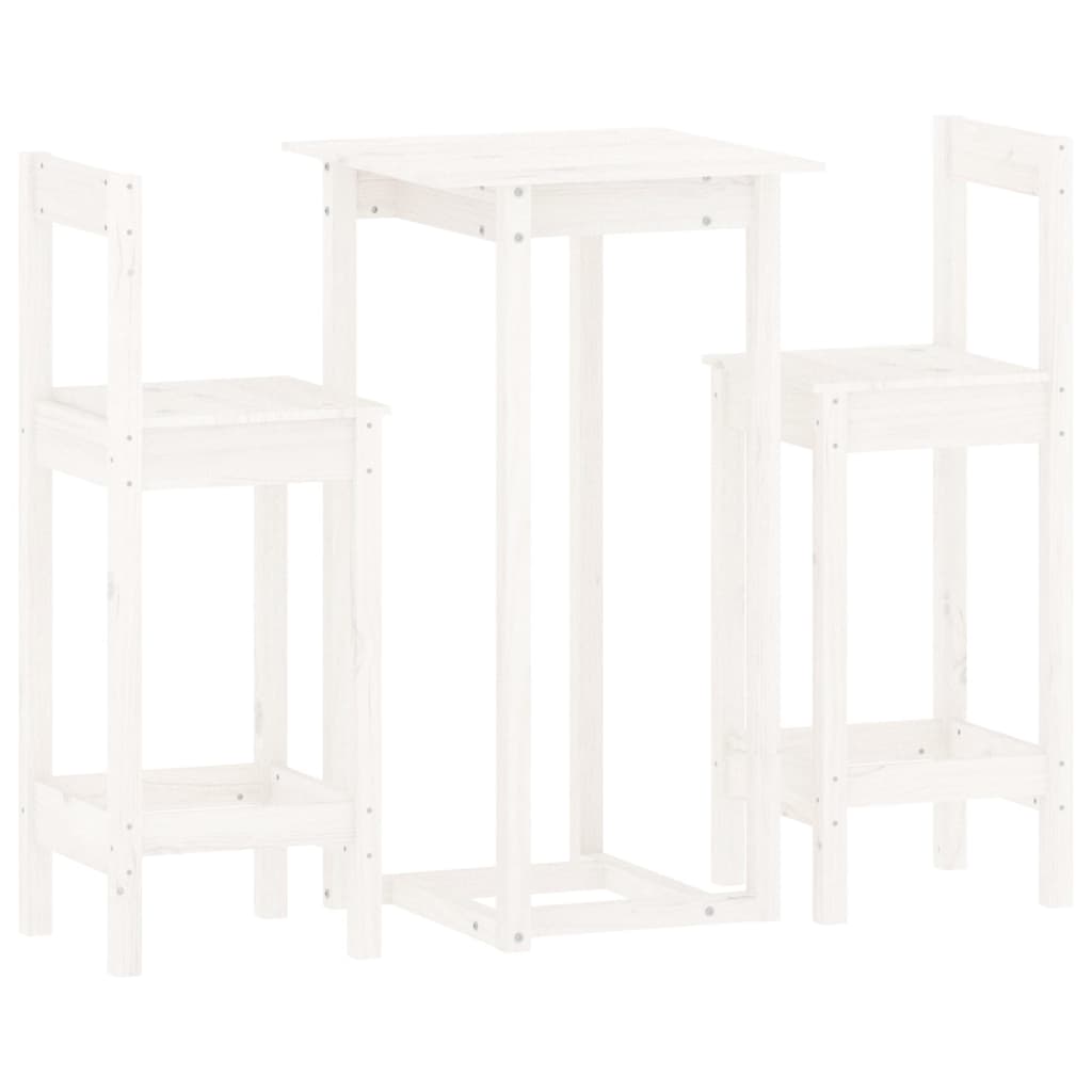 3-Delige Barset Massief Grenenhout Wit