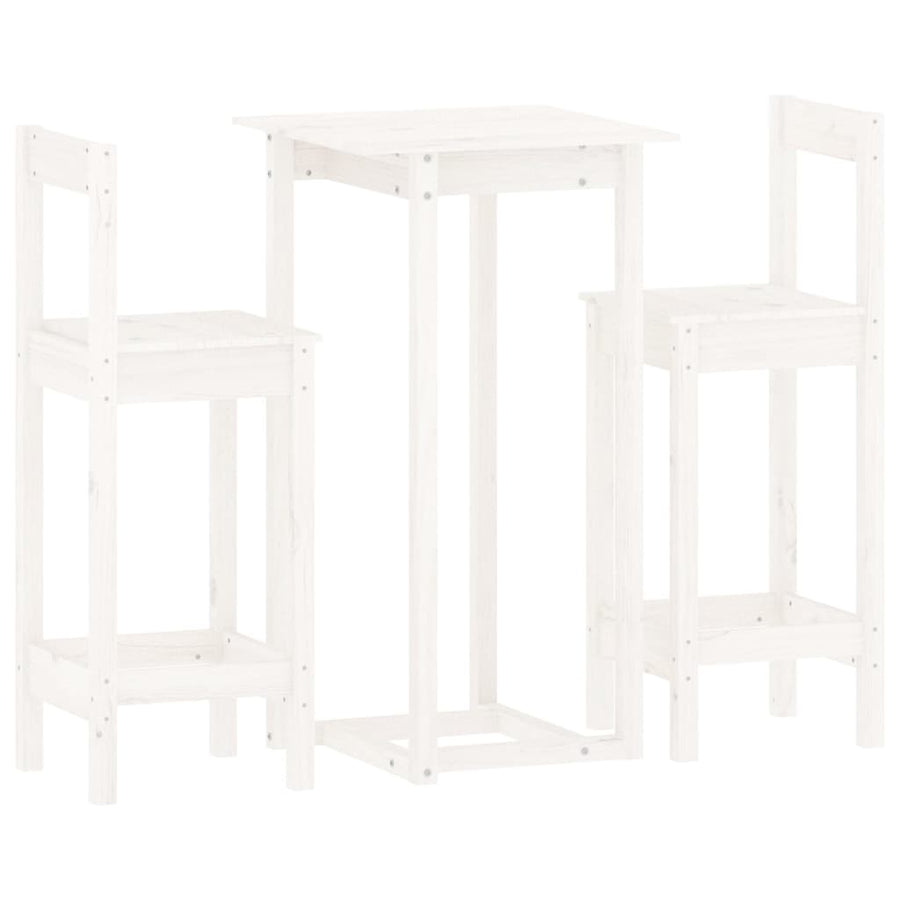 3-Delige Barset Massief Grenenhout Wit