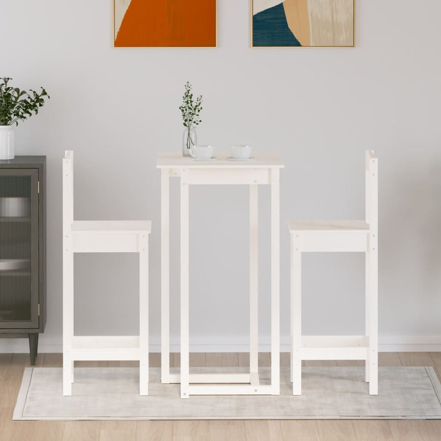 3-Delige Barset Massief Grenenhout Wit