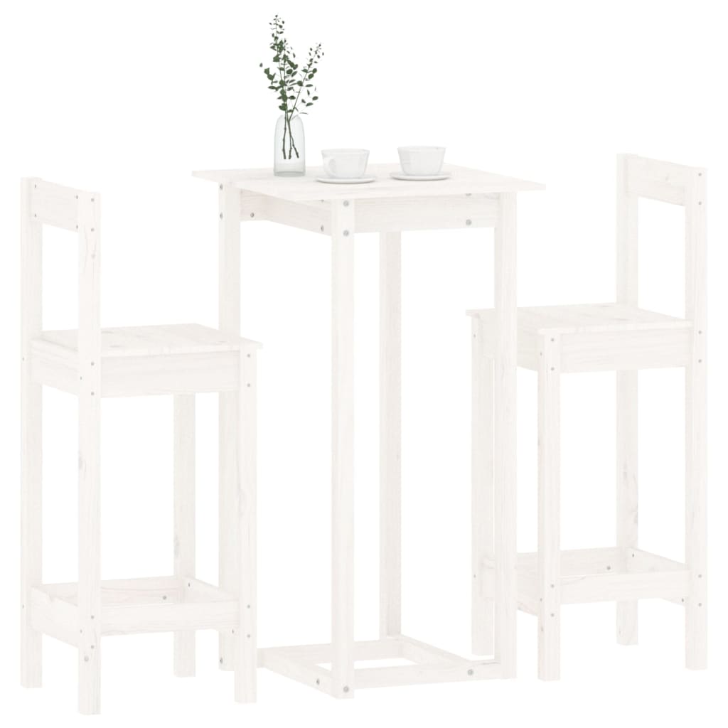3-Delige Barset Massief Grenenhout Wit