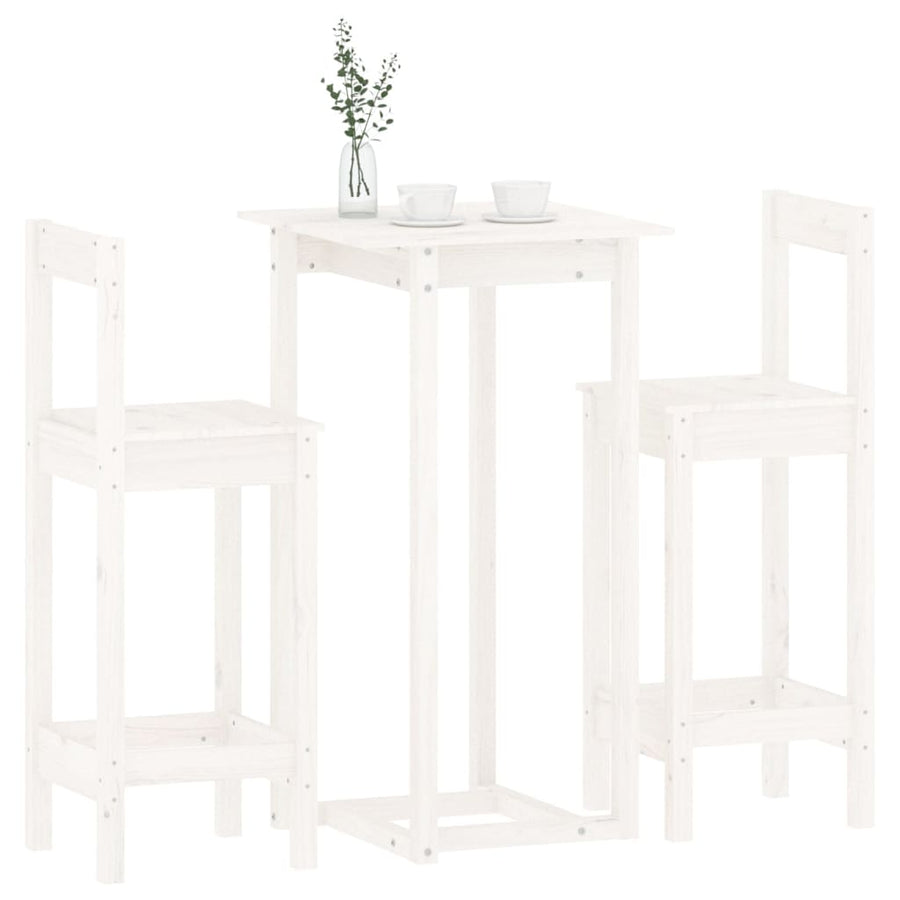 3-Delige Barset Massief Grenenhout Wit