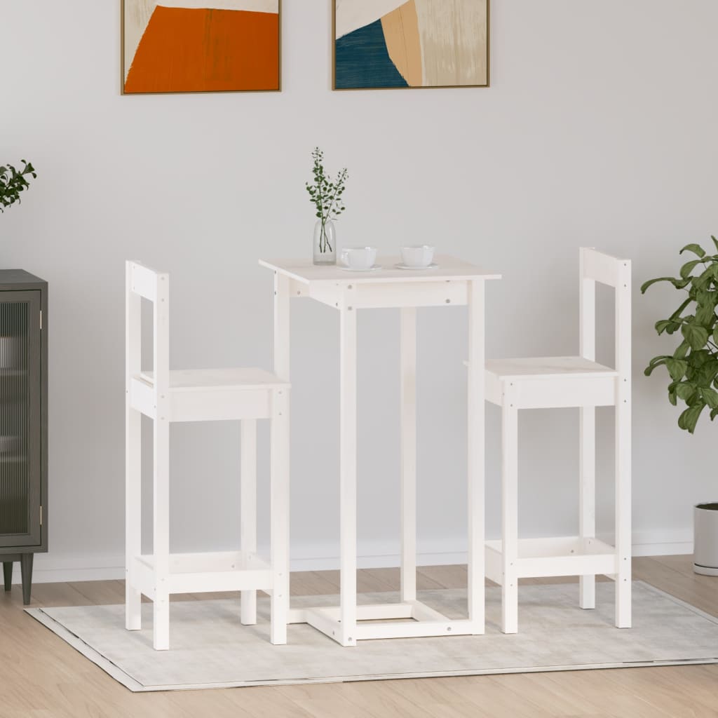 3-Delige Barset Massief Grenenhout Wit
