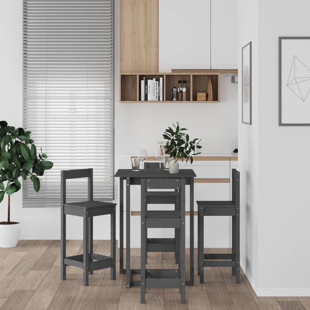 -Delige Barset Massief Grenenhout 5 Grijs