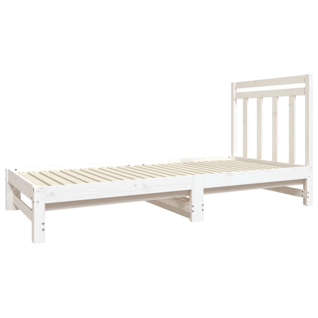 Slaapbank Uitschuifbaar Massief Grenenhout Wit 2X(90X190) Cm