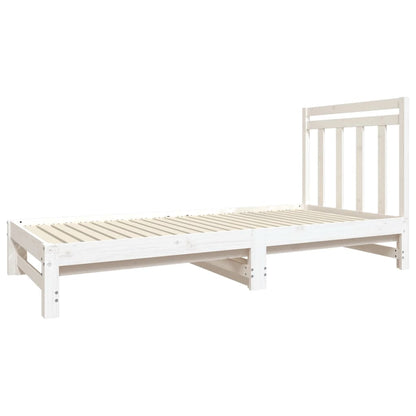 Slaapbank Uitschuifbaar Massief Grenenhout Wit 2X(90X190) Cm