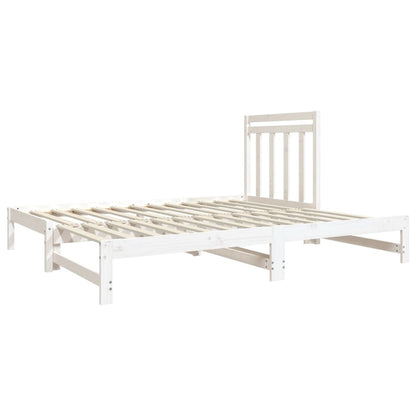 Slaapbank Uitschuifbaar Massief Grenenhout Wit 2X(90X190) Cm