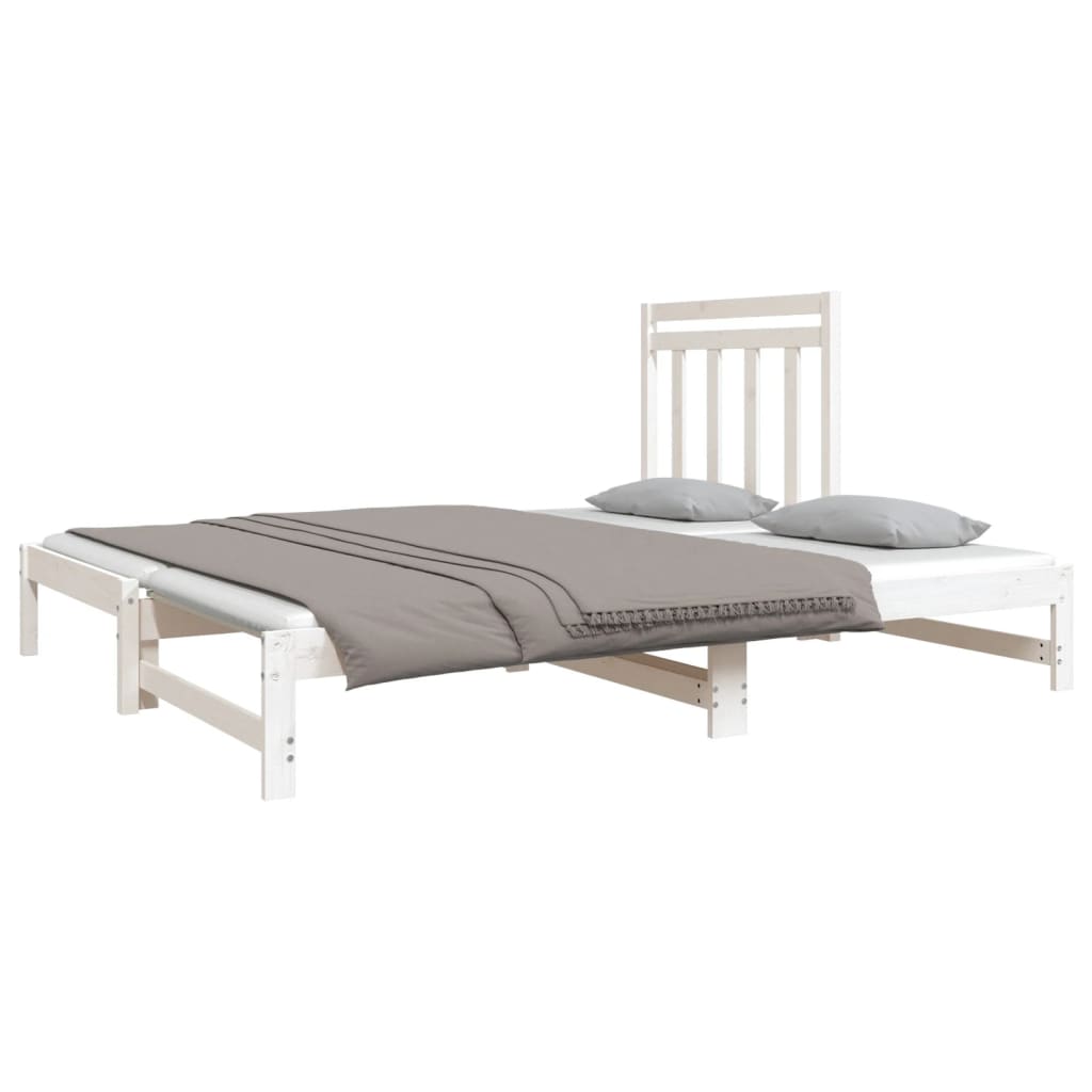 Slaapbank Uitschuifbaar Massief Grenenhout Wit 2X(90X190) Cm