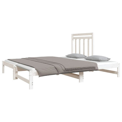 Slaapbank Uitschuifbaar Massief Grenenhout Wit 2X(90X190) Cm