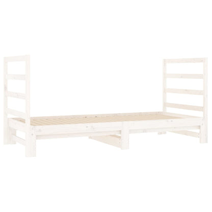 Slaapbank Uitschuifbaar Massief Grenenhout Wit 2X(90X190) Cm