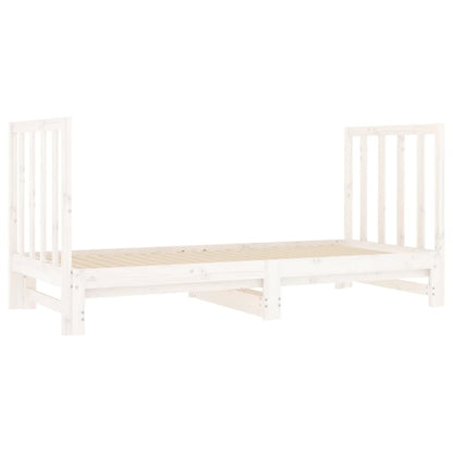 Slaapbank Uitschuifbaar Massief Grenenhout Wit 2X(90X190) Cm