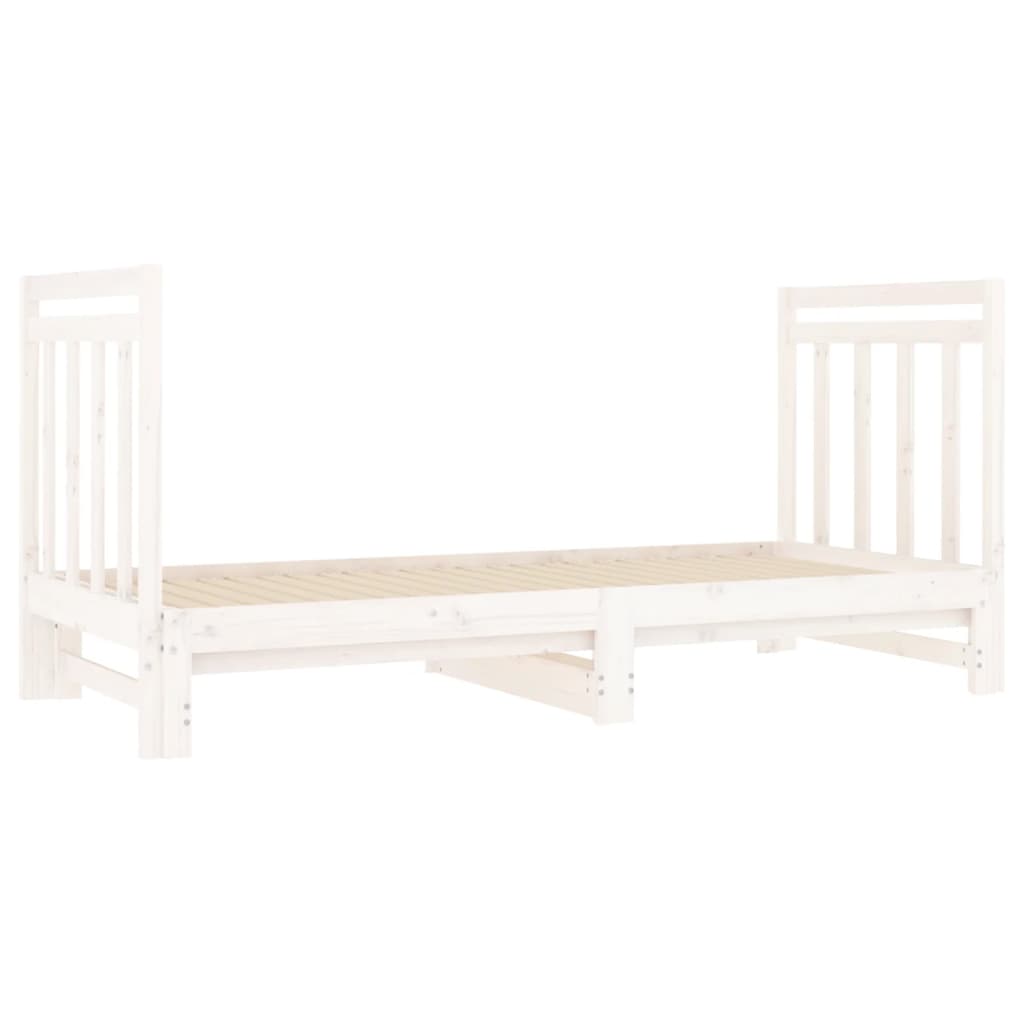 Slaapbank Uitschuifbaar Massief Grenenhout Wit 2X(90X190) Cm
