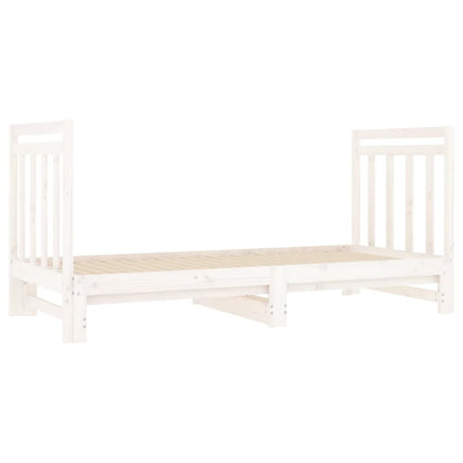 Slaapbank Uitschuifbaar Massief Grenenhout Wit 2X(90X190) Cm