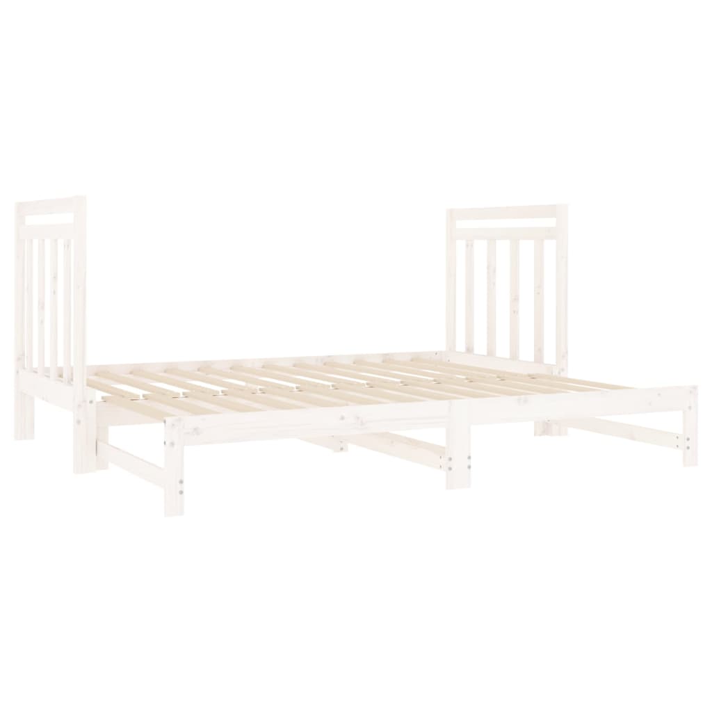 Slaapbank Uitschuifbaar Massief Grenenhout Wit 2X(90X190) Cm