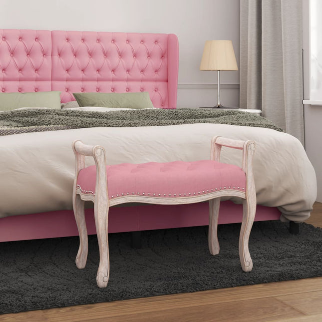 Bankje 80x45x60 cm fluweel roze 80 x 45 x 60 cm Roze