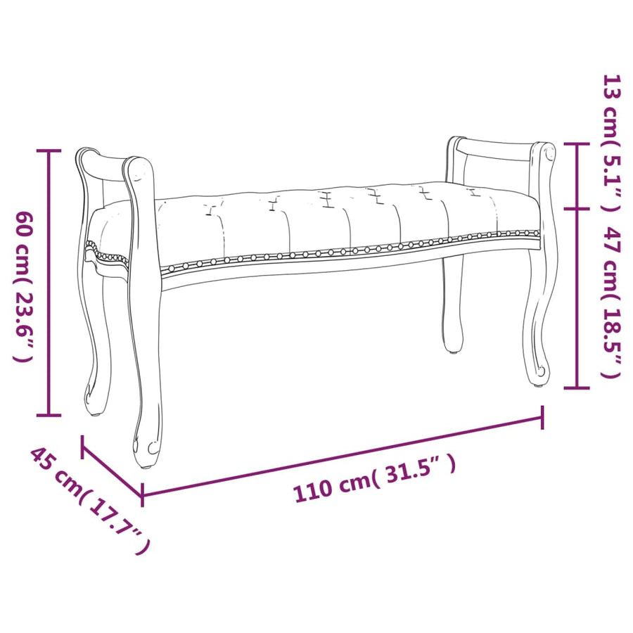 Bankje Stof Donker 110 x 45 x 60 cm Grijs