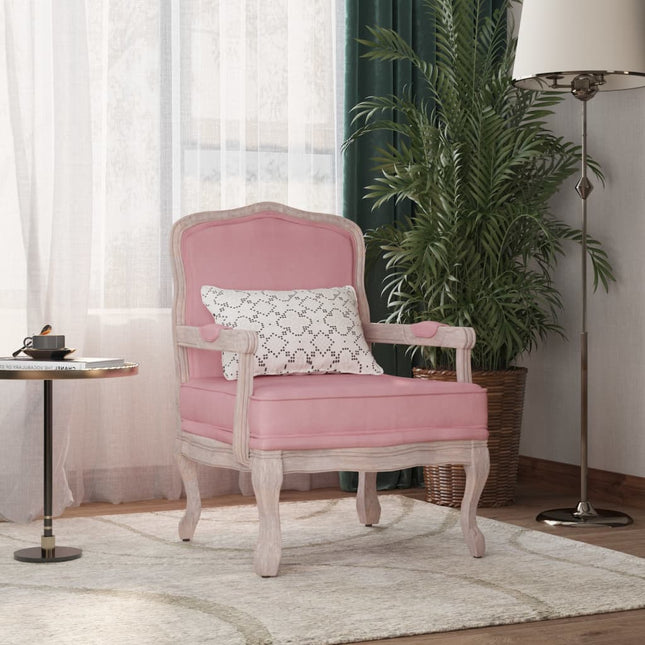 Fauteuil 64X64X90 Cm Fluweel Roze