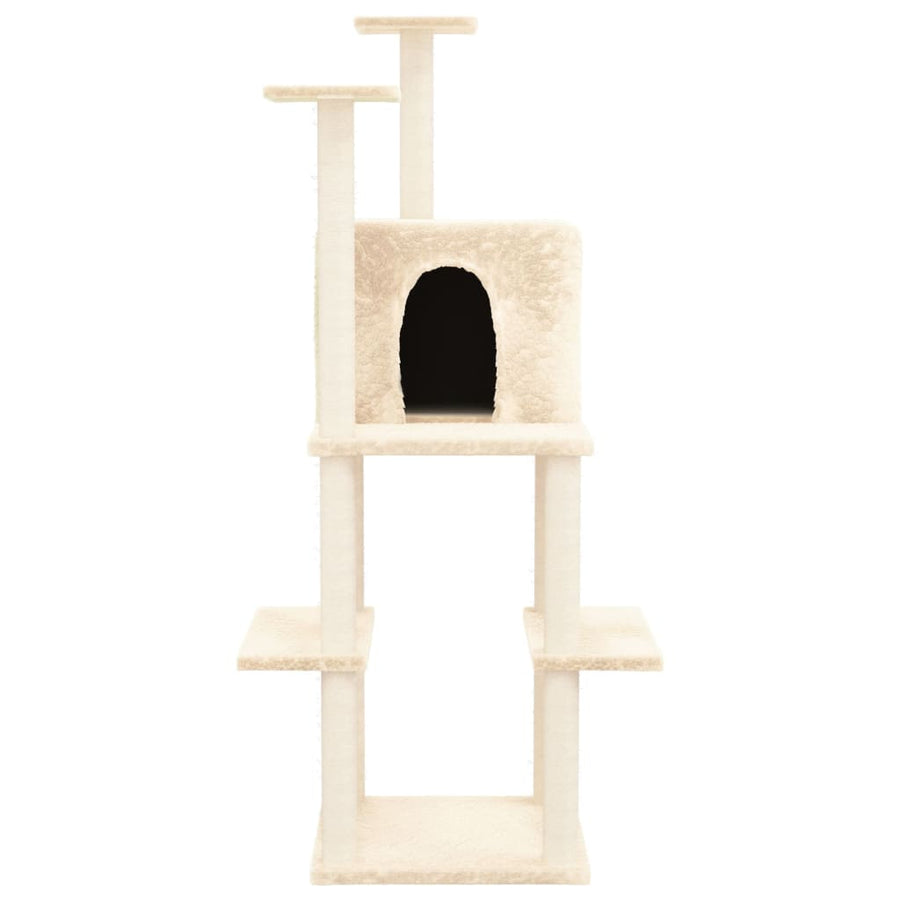 Kattenmeubel met sisal krabpalen 144,5 cm crèmekleurig Crème