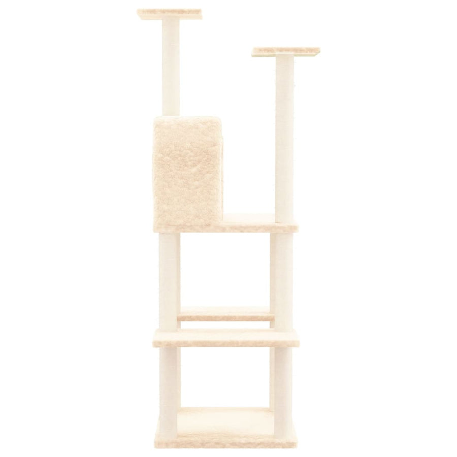 Kattenmeubel met sisal krabpalen 144,5 cm crèmekleurig Crème