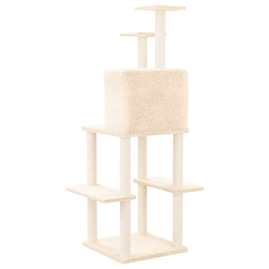 Kattenmeubel met sisal krabpalen 144,5 cm crèmekleurig Crème