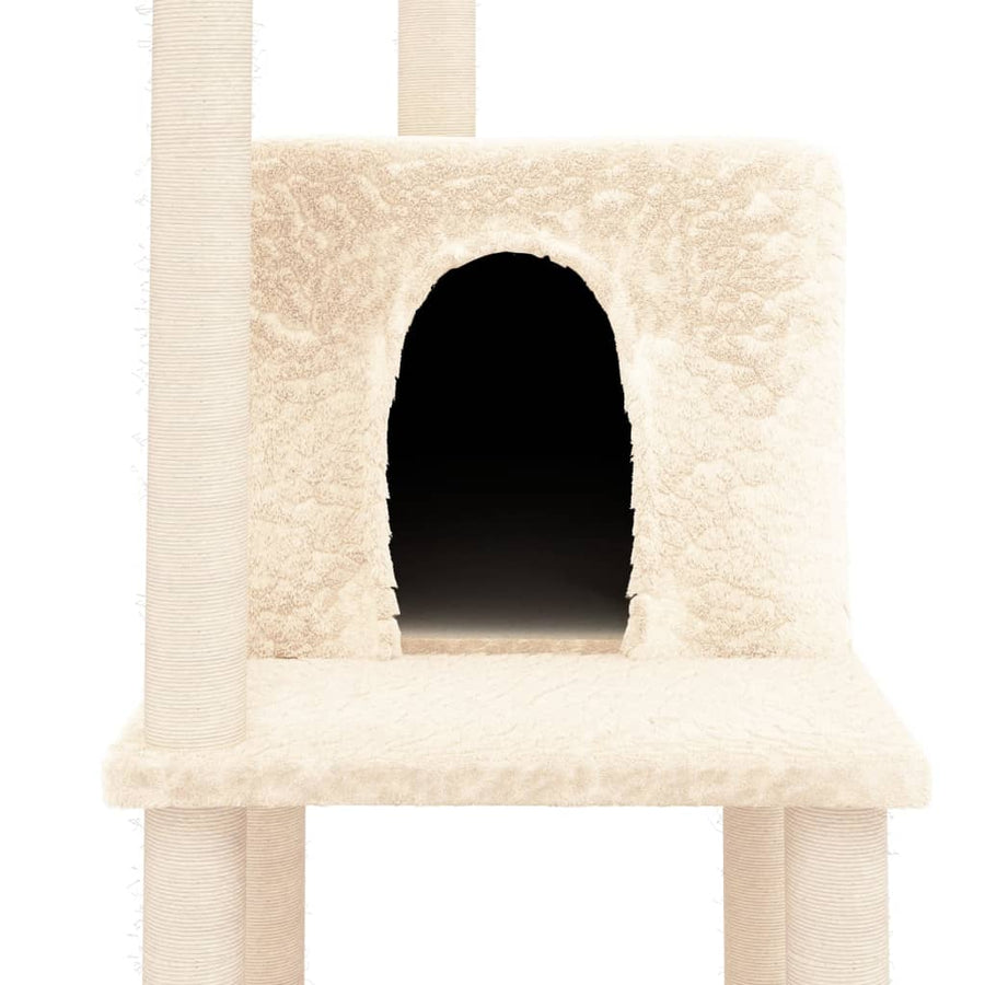 Kattenmeubel met sisal krabpalen 144,5 cm crèmekleurig Crème