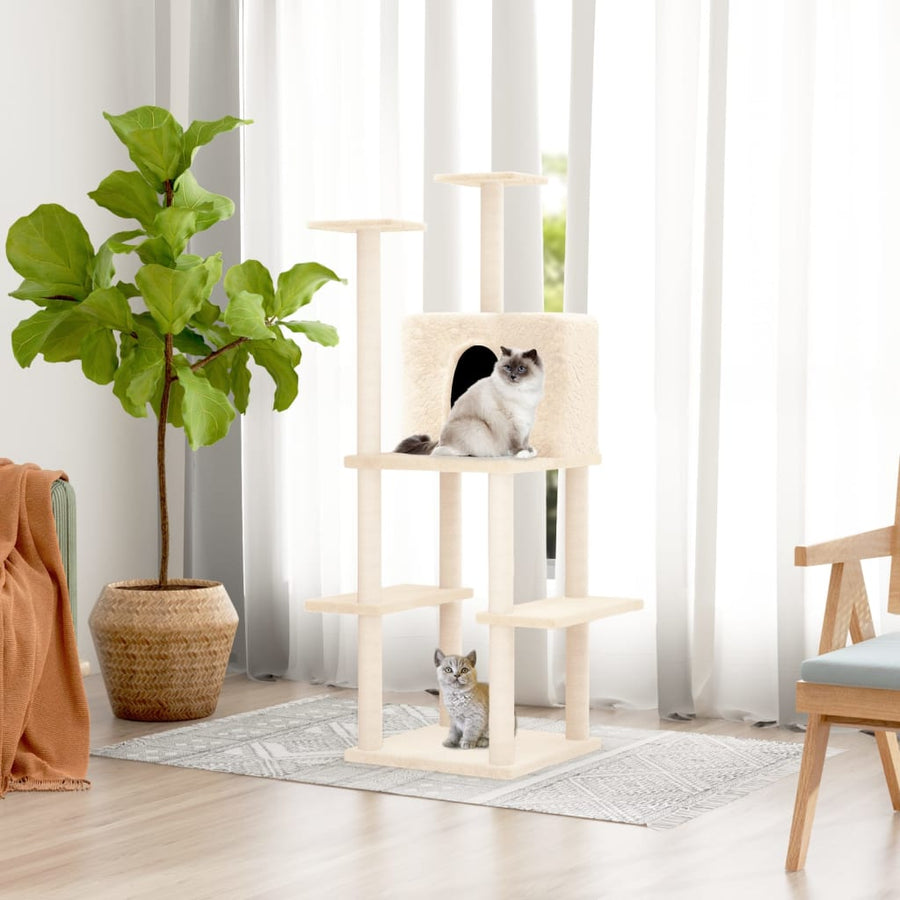 Kattenmeubel Met Sisal Krabpalen 144,5 Cm Lichtgrijs
