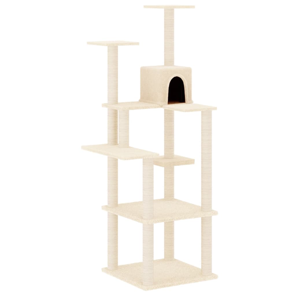 Kattenmeubel Met Sisal Krabpalen 153 Cm Kleurig Crème